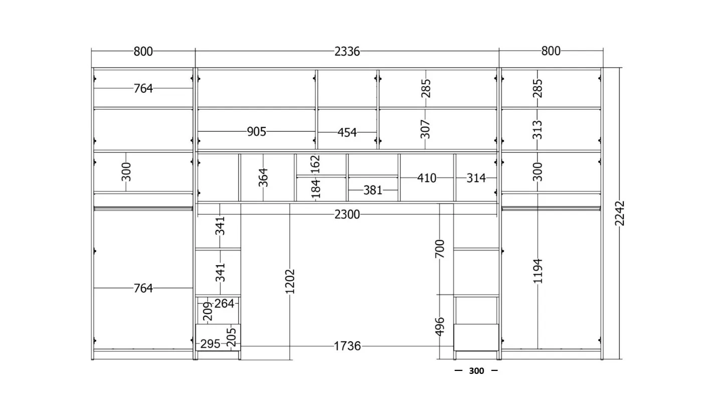 Zabudowa sypialni 394x225 cm dąb Carpenter Whisky 2 lustra Tip-On – Jula | eMeblast