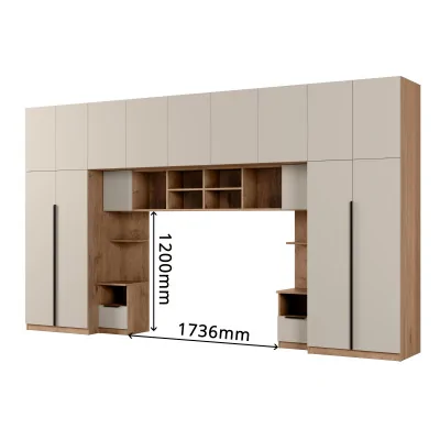 Zabudowa do sypialni 394x225 cm z szafą Tip-On dąb Lancelot – kaszmirowy beż 2 lustra – Jula Zabudowa do sypialni 394x225 cm z szafą Tip-On dąb Lancelot – kaszmirowy beż 2 lustra – Jula