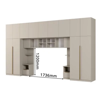 Zabudowa sypialni 394x225 cm kaszmirowy beż dąb Halifax Tip-On – Jula | eMeblast