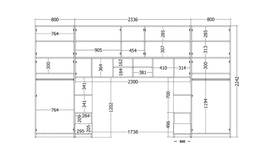 Zabudowa sypialni 394x225 cm kaszmirowy beż dąb Halifax 2 lustra Tip-On – Jula | eMeblast