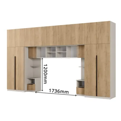 Zabudowa sypialni 394x225 cm kaszmirowy beż dąb Halifax 2 lustra Tip-On – Jula | eMeblast Zabudowa sypialni 394x225 cm kaszmirowy beż dąb Halifax 2 lustra Tip-On – Jula | eMeblast
