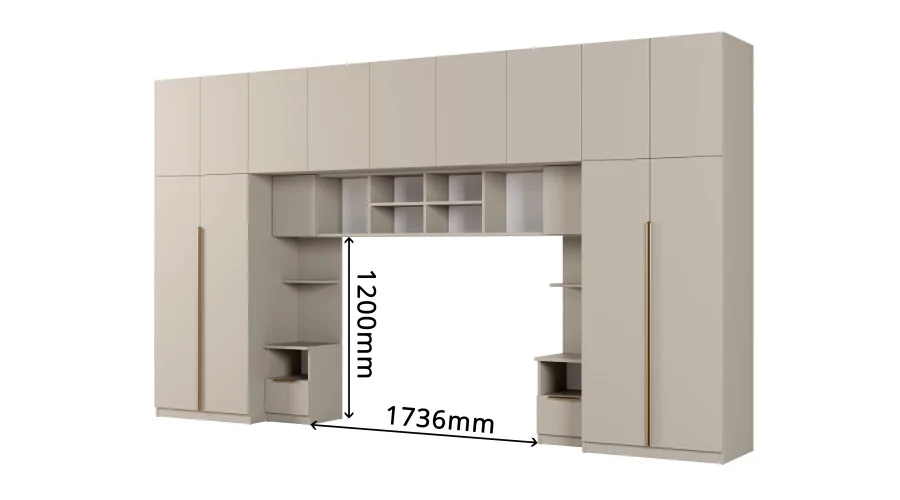 Zabudowa sypialni 394x225 cm kaszmirowy beż 2 lustra Tip-On – Jula | eMeblast
