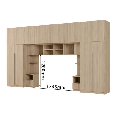 Zabudowa do sypialni 394x225 cm z lustrem Tip-On Sonoma jasna – Jula | eMeblast Zabudowa do sypialni 394x225 cm z lustrem Tip-On Sonoma jasna – Jula | eMeblast