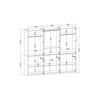Nowoczesna szafa 270x240 cm dąb lancelot szary grafit lustro – Arvion | eMeblast