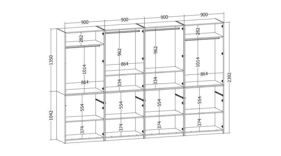 Duża nowoczesna szafa 360x240 cm czarny dąb hamilton – Lenvio | eMeblast