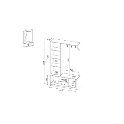 Przedpokój 120 cm sonoma jasna – Compacto | eMeblast