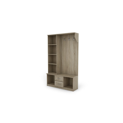 Szafa do przedpokoju 120 cm z lustrem, siedziskiem i szafą sonoma jasna – Compacto