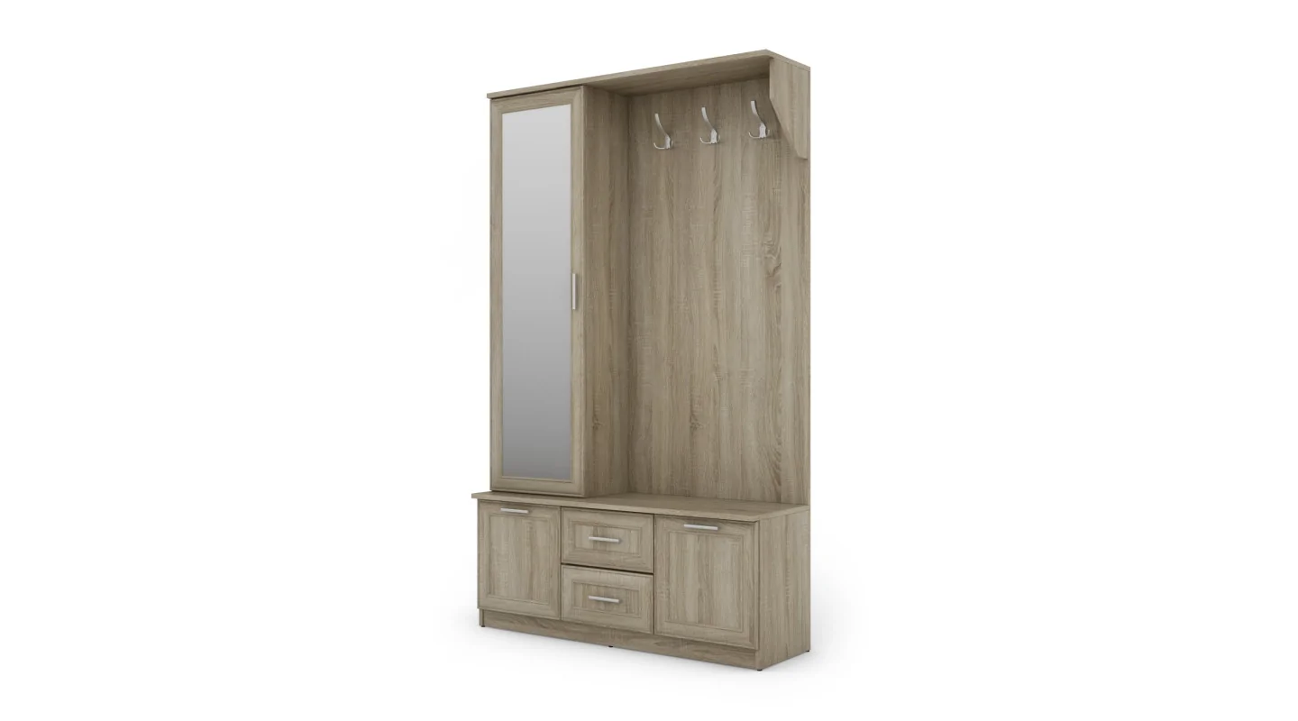 Przedpokój 120 cm sonoma jasna lustro – Compacto | eMeblast