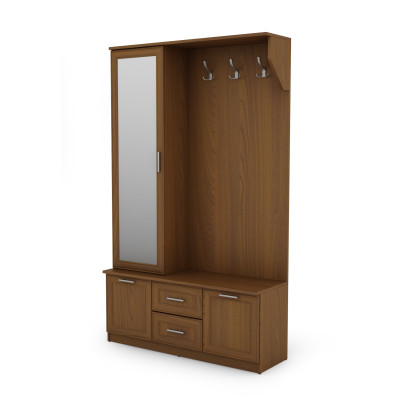 Szafa do przedpokoju 120 cm z lustrem, siedziskiem i szafą wiśnia porto – Compacto