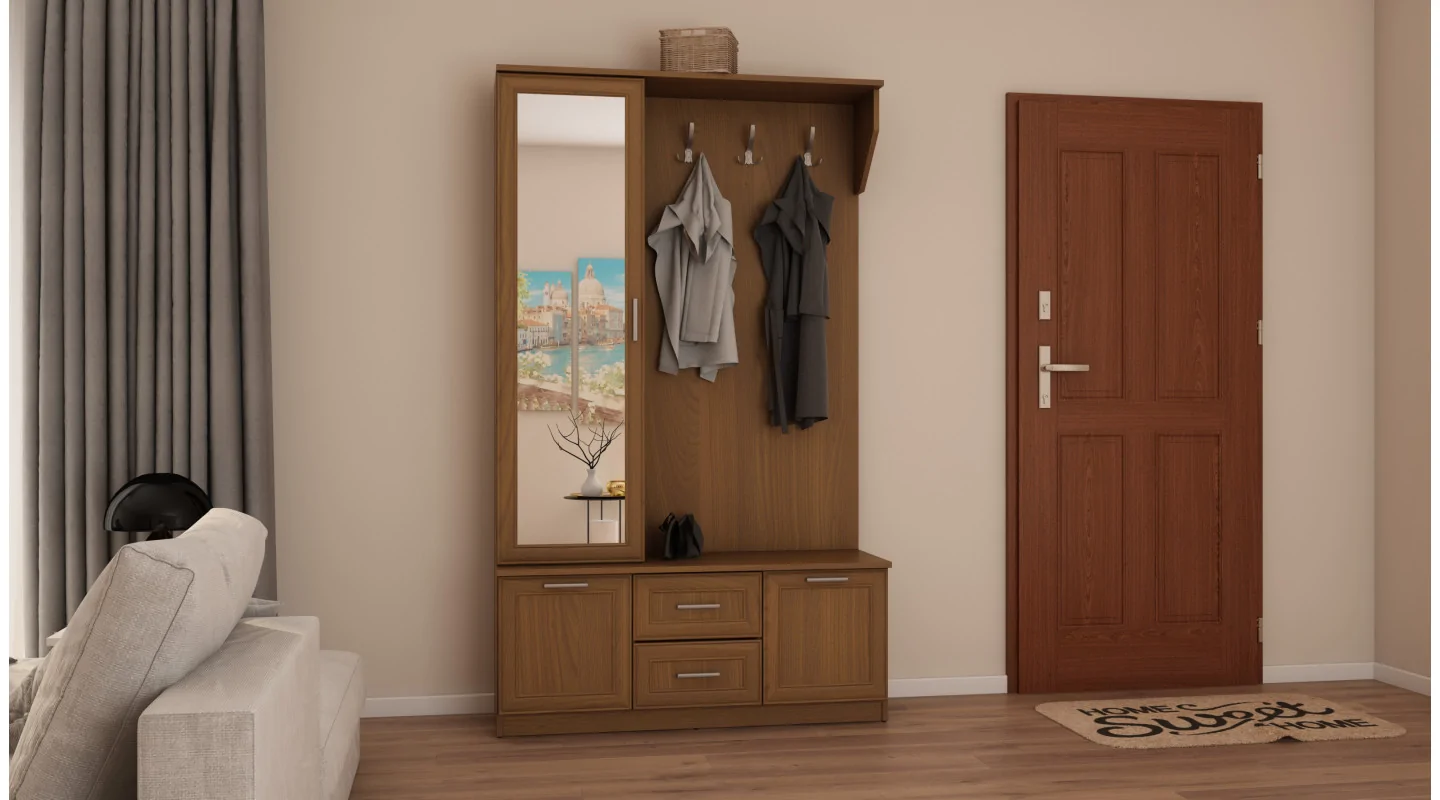 Przedpokój 120 cm wiśnia porto lustro – Compacto | eMeblast