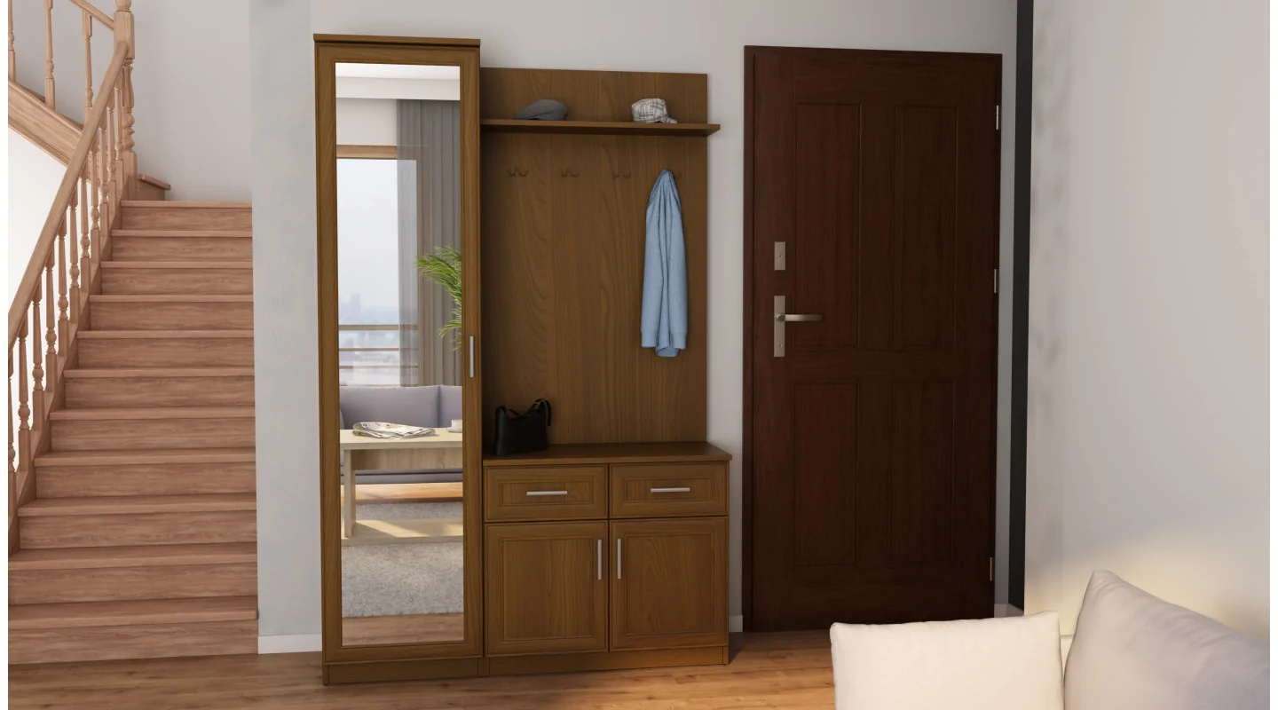 Przedpokój 130 cm wiśnia porto lustro – Entrivo | eMeblast