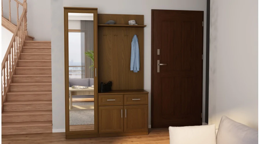 Przedpokój 130 cm wiśnia porto lustro – Entrivo | eMeblast