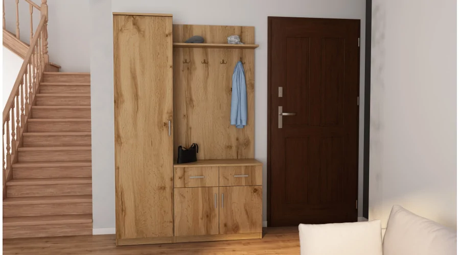 Przedpokój 130 cm dąb wotan lustro – Entrivo | eMeblast