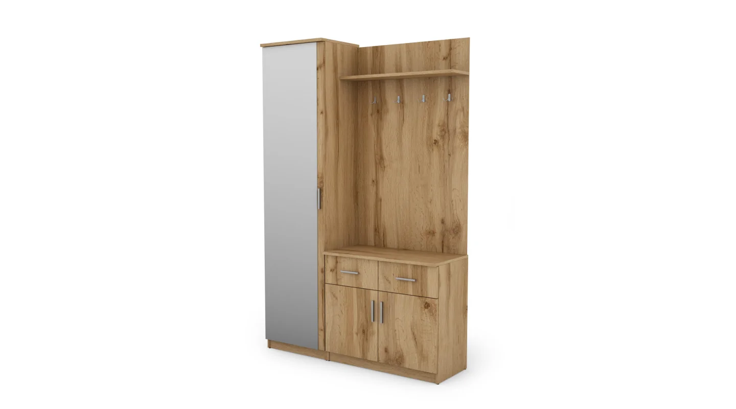 Przedpokój 130 cm dąb wotan lustro – Entrivo | eMeblast