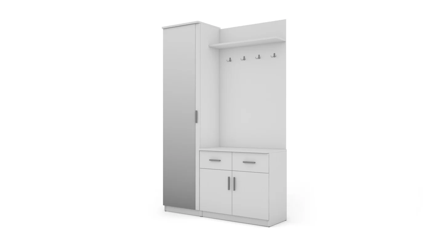 Przedpokój 130 cm biel lustro – Entrivo | eMeblast