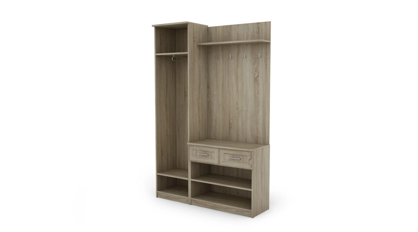 Przedpokój 130 cm sonoma jasna lustro – Entrivo | eMeblast