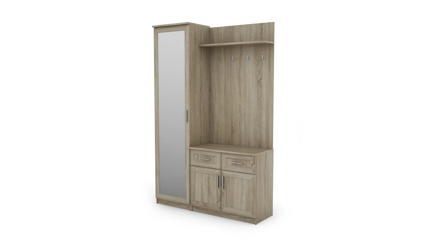 Przedpokój 130 cm sonoma jasna lustro – Entrivo | eMeblast