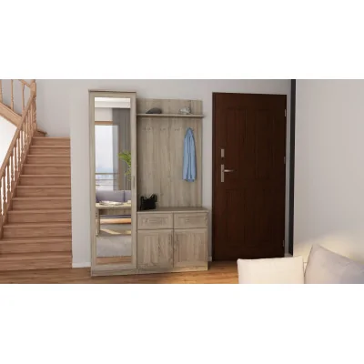 Przedpokój 130 cm sonoma jasna lustro – Entrivo | eMeblast