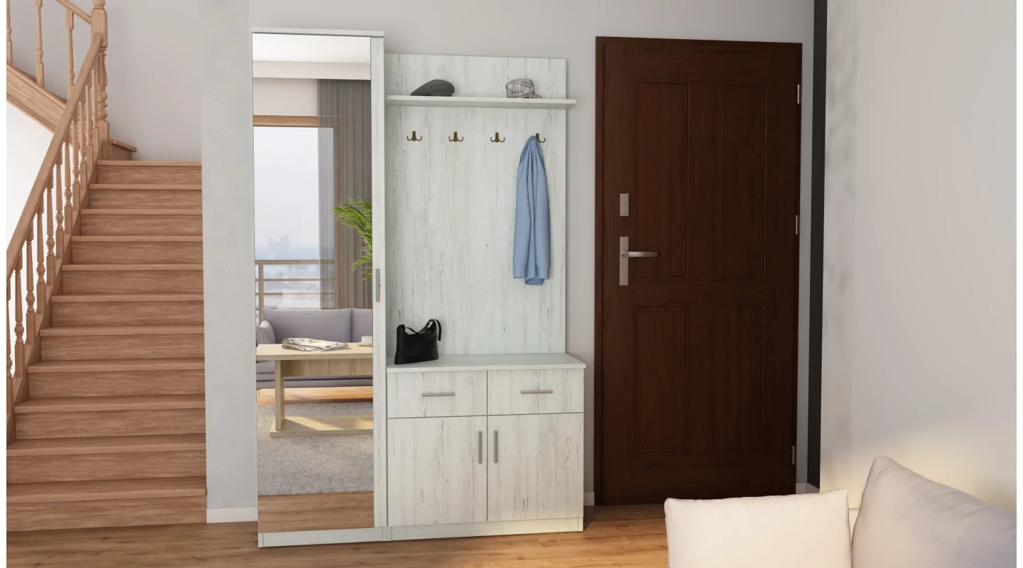 Przedpokój 130 cm sosna anderson lustro – Entrivo | eMeblast