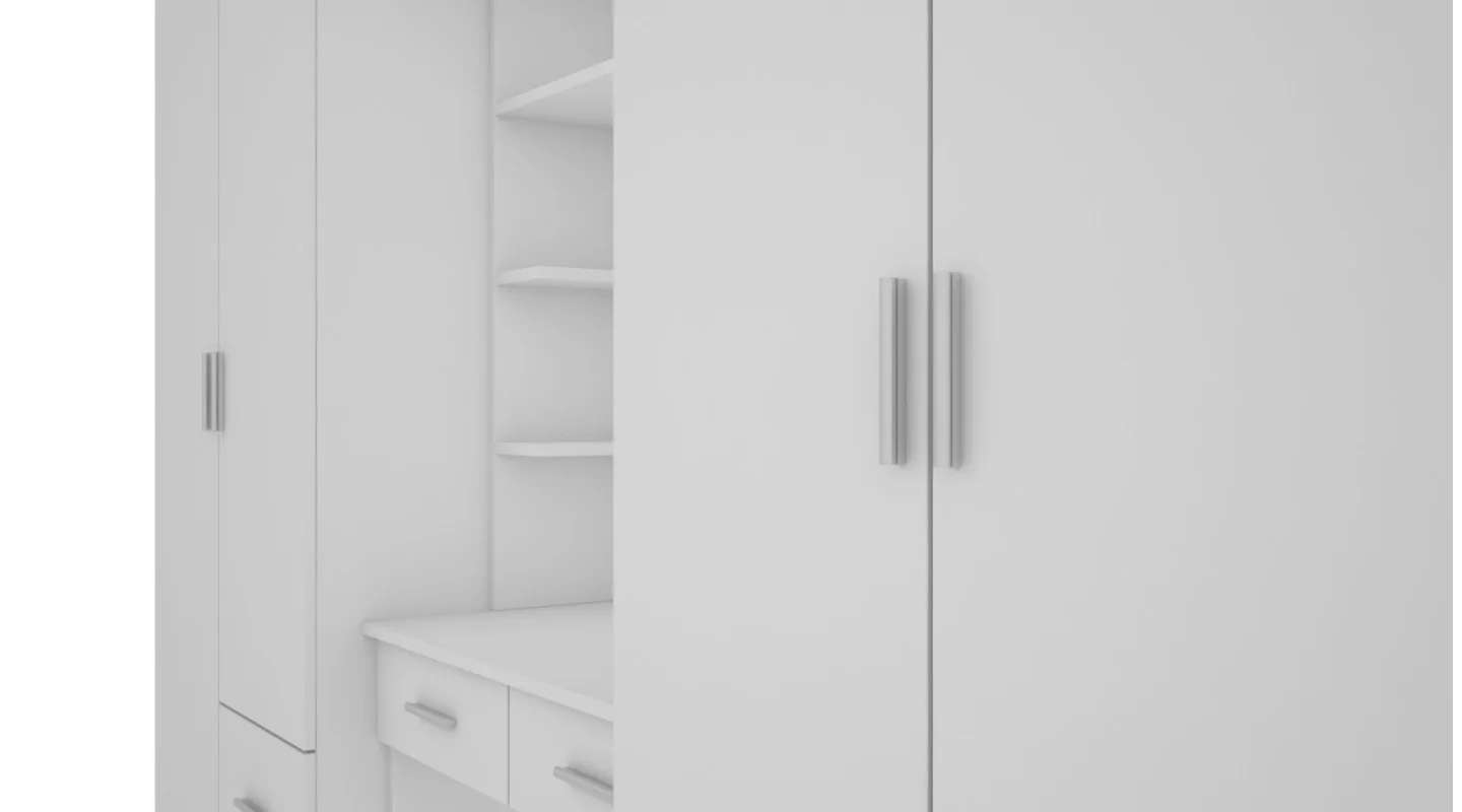 Szafa 255x210 cm z toaletką biała – Vanita | eMeblast