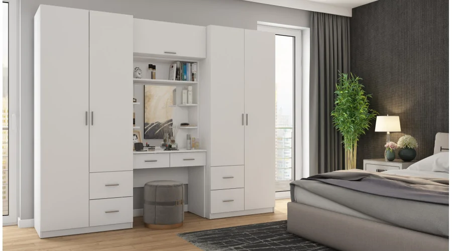 Szafa 255x210 cm z toaletką biała – Vanita | eMeblast