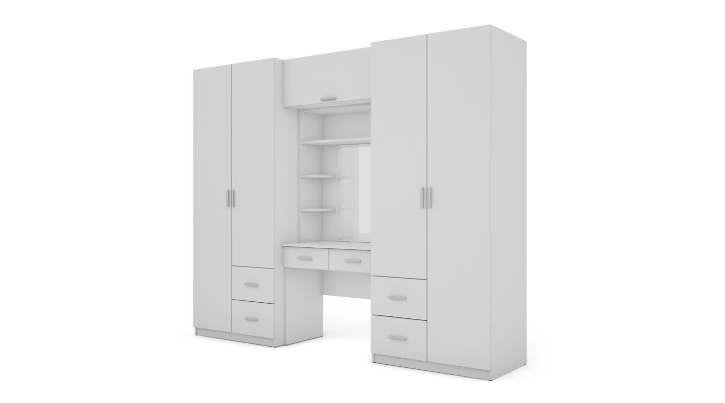 Szafa 255x210 cm z toaletką biała – Vanita | eMeblast