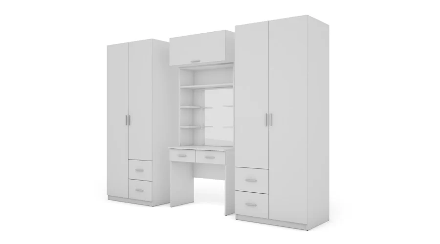 Szafa 255x210 cm z toaletką biała – Vanita | eMeblast