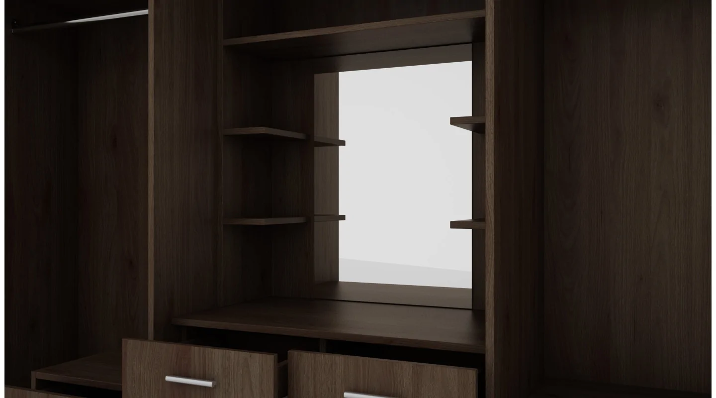Szafa 255x210 cm orzech okapi z toaletką – Vanita | eMeblast