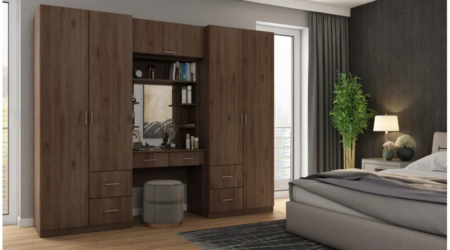 Szafa 255x210 cm orzech okapi z toaletką – Vanita | eMeblast