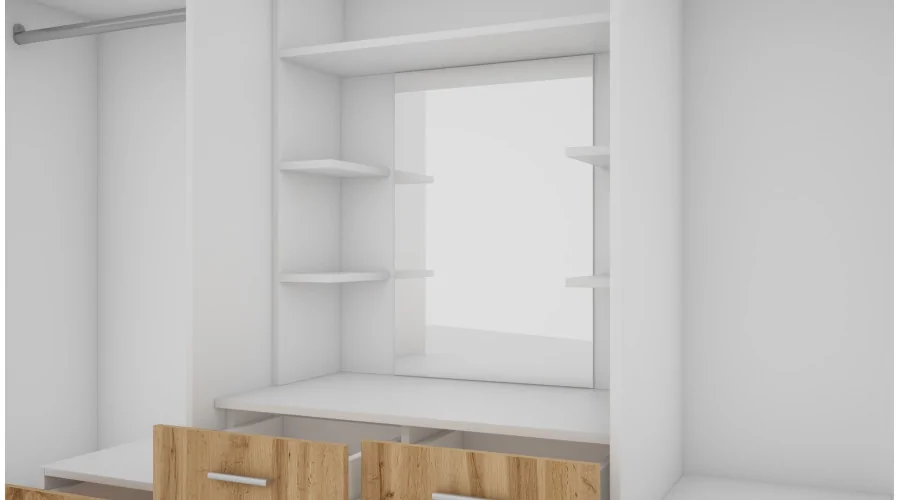 Szafa 255x210 cm biel dąb wotan z toaletką – Vanita | eMeblast