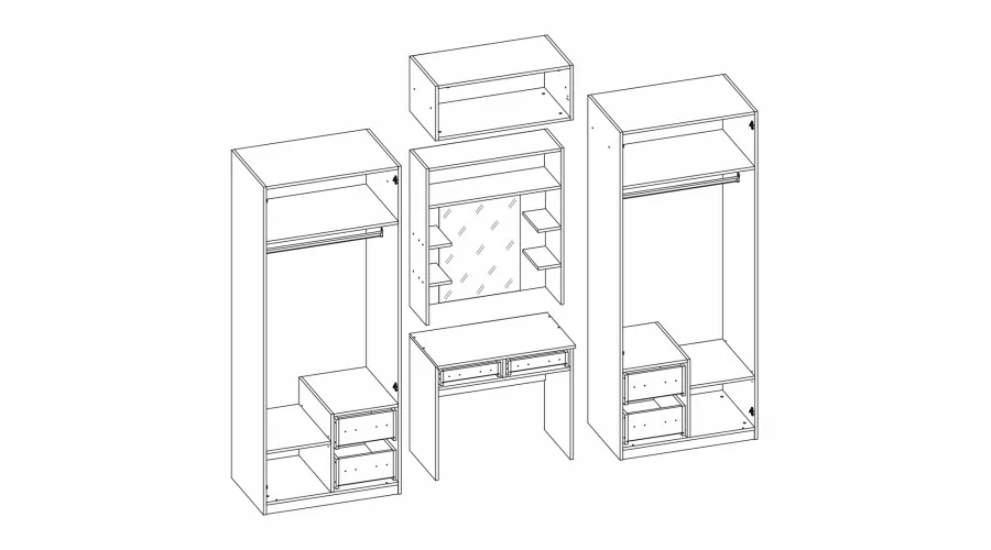Szafa 255x210 cm z toaletką biała – Vanita | eMeblast
