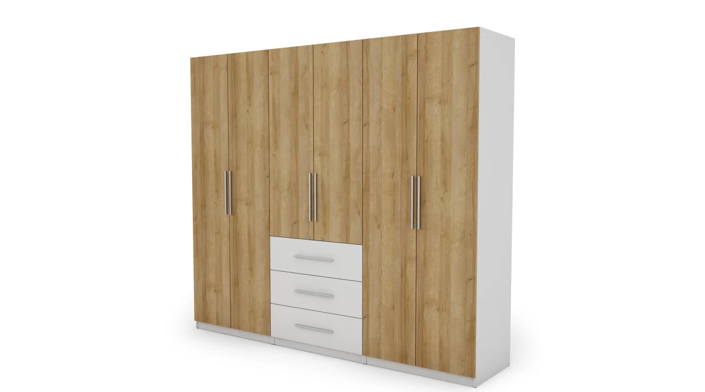 Szafa 250x220 cm biel dąb riva – Zerion | eMeblast