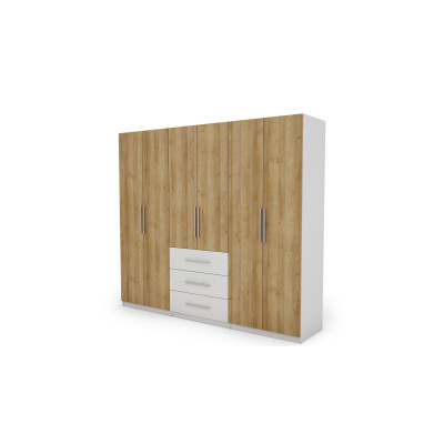 Szafa 250x220 cm biel dąb riva – Zerion