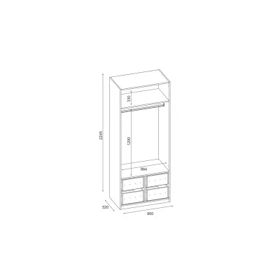 Szafa modułowa 90cm MAX Premium K - drążek, szuflady, półki
