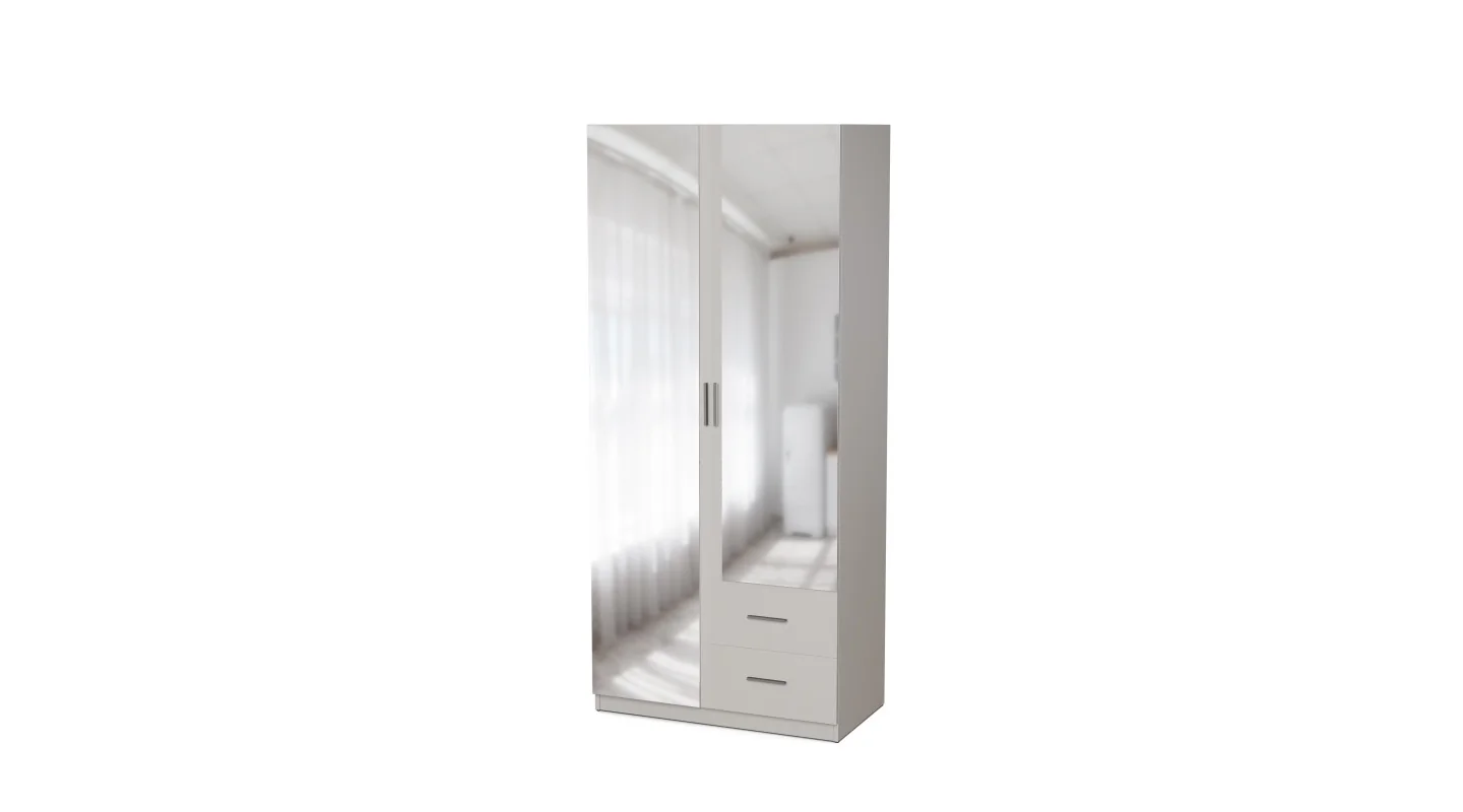 Szafa modułowa 100x225 cm z lustrem, drążkiem ubraniowym, szufladami i półkami - System MAX Premium
