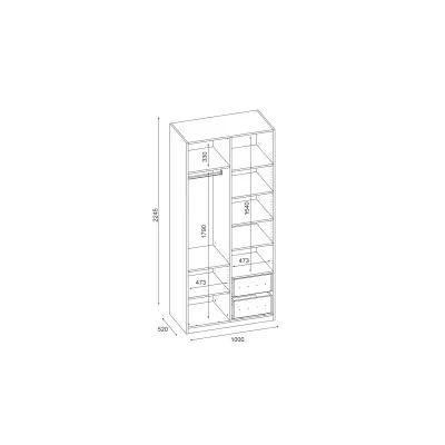 Szafa modułowa 100x225 cm z lustrem, drążkiem ubraniowym, szufladami i półkami - System MAX Premium