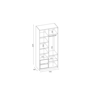 Szafa modułowa 100 cm z drążkiem ubraniowym i szufladami - MAX Premium "C"