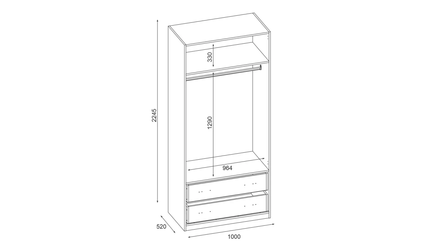 Szafa modułowa 100 cm z drążkiem i szufladami - MAX Premium "D"
