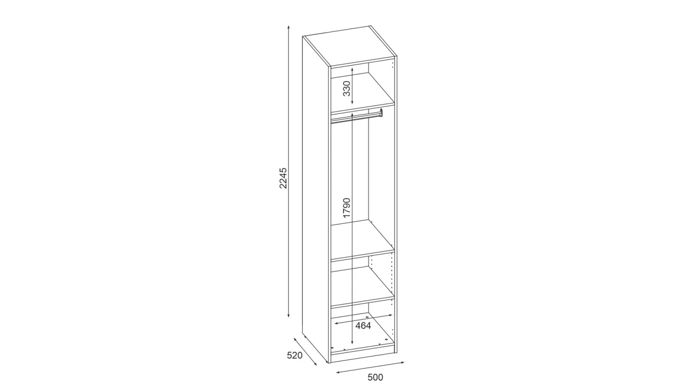 Szafa modułowa 50x225 cm z drążkiem - MAX Premium "D"