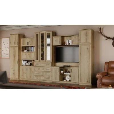 Meblościanka TV 400x225 cm z witryną Dąb Grand Naturalny - Cambridge
