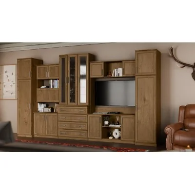 Meblościanka TV 400x225 cm z witryną Dąb Lefkas - Cambridge