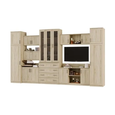 Meblościanka TV 400x225 cm z witryną Sonoma Jasna - Cambridge