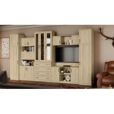 Meblościanka TV 400x225 cm z witryną Sonoma Jasna - Cambridge