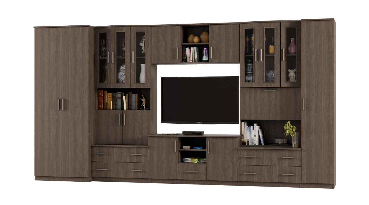 Meblościanka TV 400x210 cm z szafami Dąb Dunin - Oxford