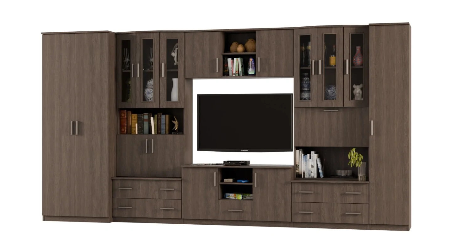 Meblościanka TV 400x210 cm z szafami Dąb Dunin - Oxford