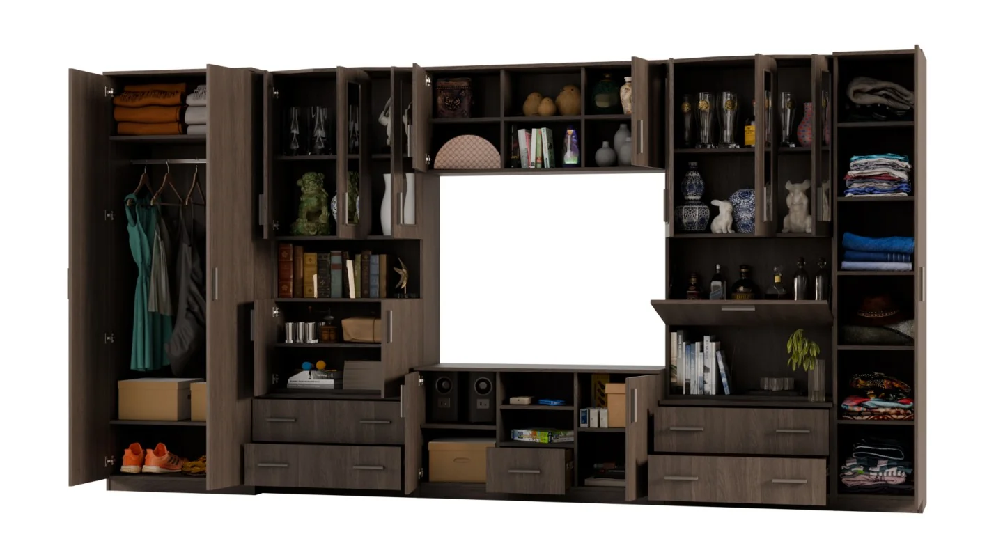 Meblościanka TV 400x210 cm z szafami Dąb Dunin - Oxford