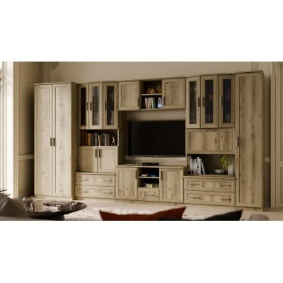 Meblościanka TV 400x210 cm z szafami Dąb Grand Naturalny - Oxford