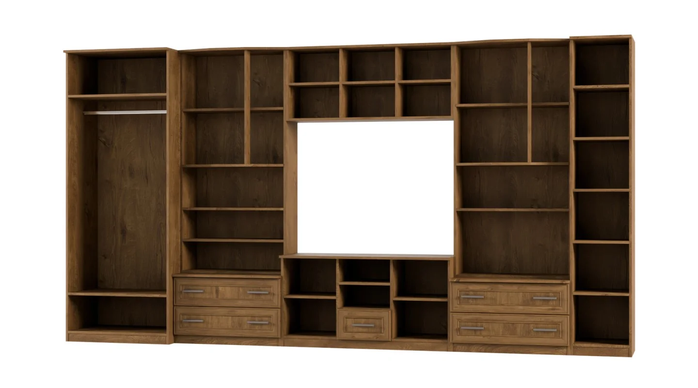 Meblościanka TV 400x210 cm z szafami Dąb Lefkas Ciemny - Oxford