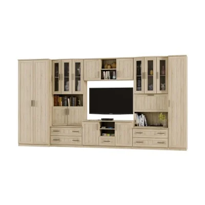 Meblościanka TV 400x210 cm z szafami Dąb Sonoma Jasna - Oxford