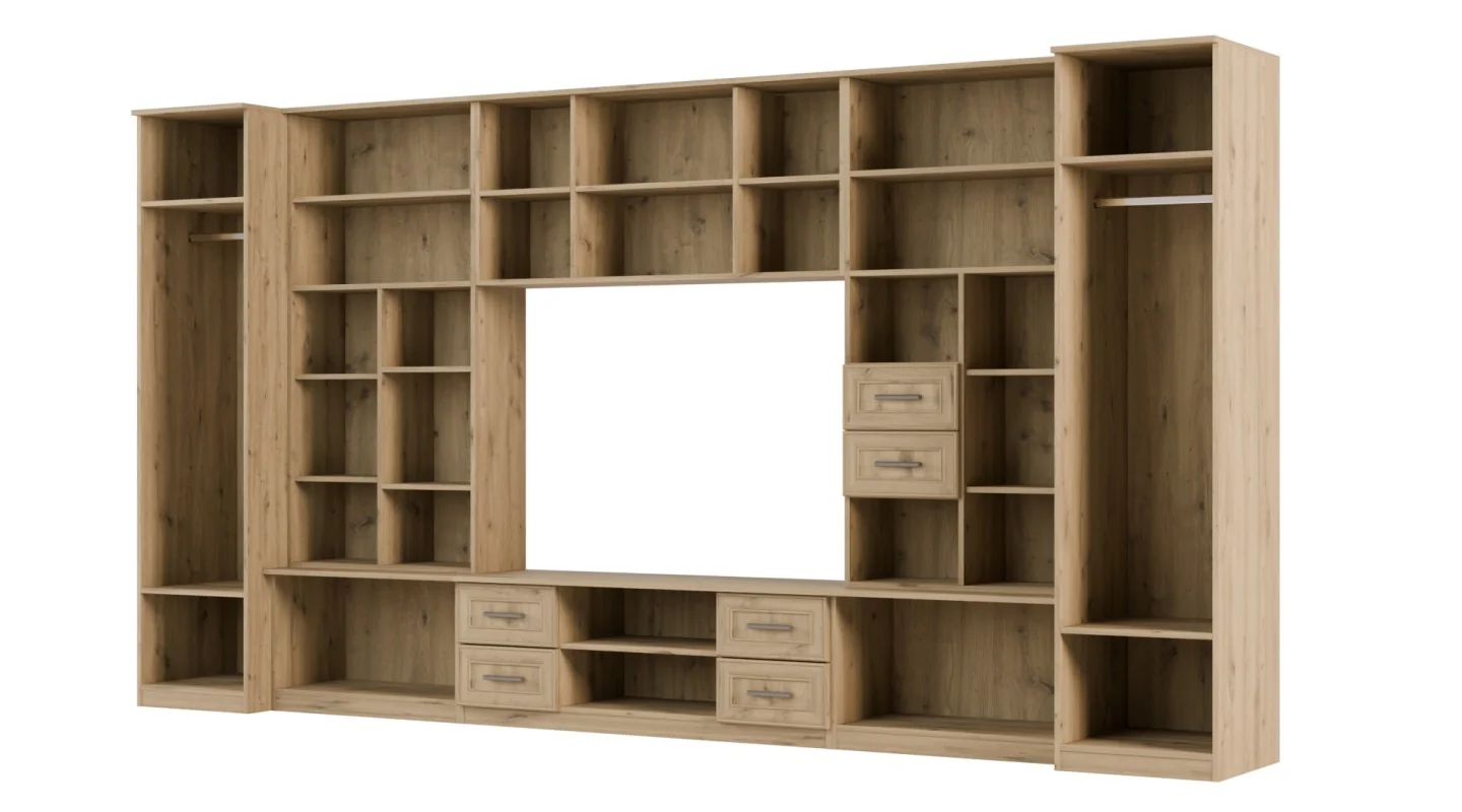 Meblościanka TV 400x210 cm z witrynami Dąb Artisan - Windsor